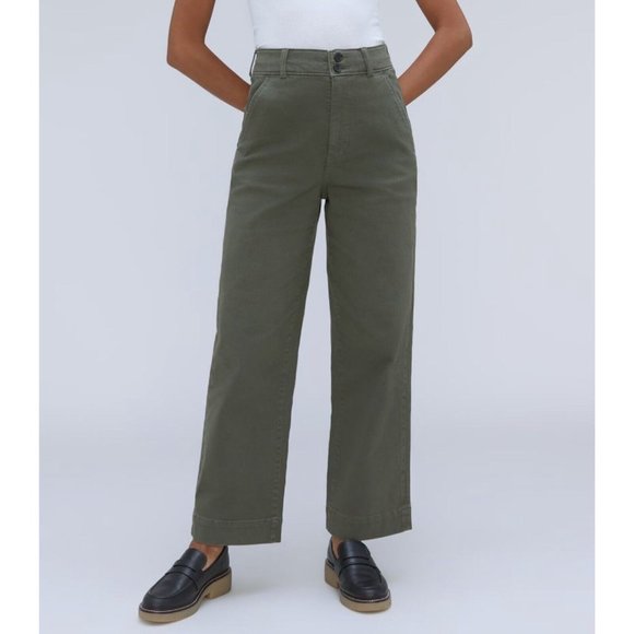 Everlane Pants - Everlane The Organic Wide Leg Pant Womens 8 High Rise Jean Kambaba Green READ!